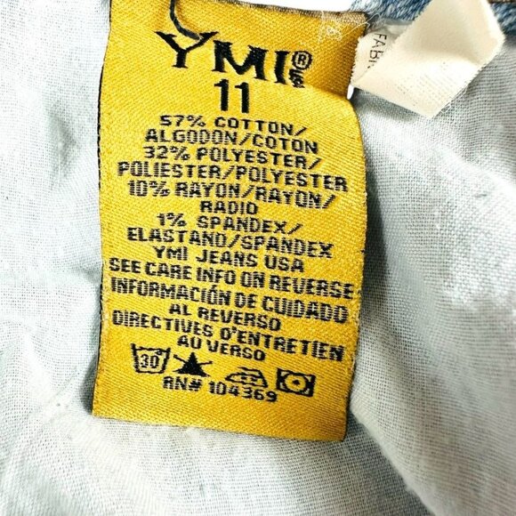 YMI Light Wash Distressed Denim Overalls Womens Size 11 - Picture 5 of 11